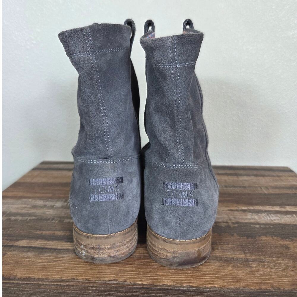 Toms Woman's Laurel Gray Suede Boho Pull on Ankle Boots Size 10 - Picture 2 of 9